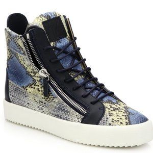 Giuseppe Zanotti Snake Skin Double Zip High-top Women's Sneakers SZ 39.5